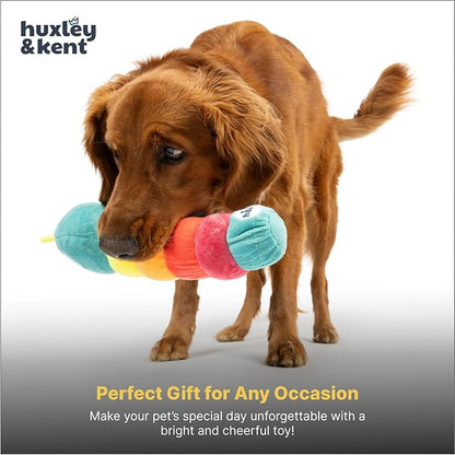 Huxley & Kent Funny Dog Toy w/Squeaker – Power Plush Squeaky Dog Toys for Small, Medium & Large Dogs – Soft Stuffed Animal for Indoor Play & Fetch - Fetchies® Caterpillar, Large