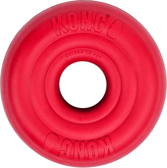 KONG Donut Dog Toy – Durable Natural Rubber Chew & Fetch Toy – Promotes Healthy Teeth & Gums, Fun Bounce & Roll, Gentle on Mouth (Medium/Large)
