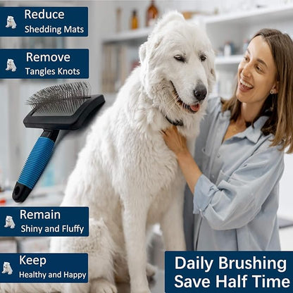 Extra Long Universal Pins Slicker with rubberized Handle,Big Dog Slicker Brush,Extra Long Pin Slicker Brush for Dog Pet Grooming Pins and Deshedding, Groom Like a Professional25mm(1")