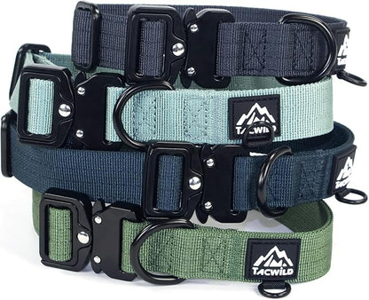 Dog Collar for Large Dogs - Adjustable, Chew Proof Nylon Collar with Metal Quick Release Buckle and D-Ring for Dog Tags (Dark Green, L)