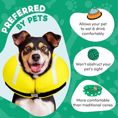 BENCMATE Inflatable Dog Cone Collar Alternative, Soft Dog Cone for Small Medium Large Dogs and Cats, Neck Recovery ECollar Donut Collar After Surgery (XLarge, Tennis)