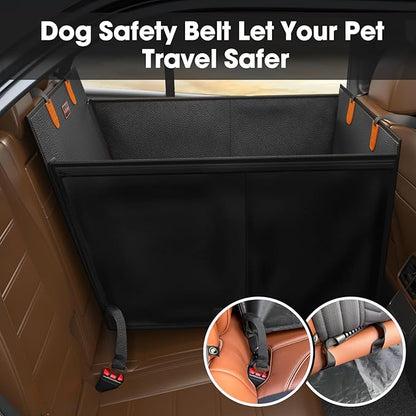 FURTIME Large Dog Car Seat, Upgraded PU Leather Back Seat Extender with Hard Bottom, Waterproof Pet Car Seat Cover for Medium Sized Dog, Pet Hammock for Cars, SUVs, Trucks
