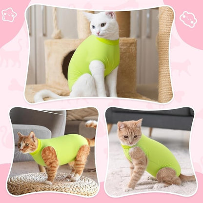 Coppthinktu Cat Recovery Suit for Abdominal Wounds or Skin Diseases, Cat Onesie for Cats After Surgery Female Kitten Recovery Suit, Breathable E-Collar Alternative After Spay Anti Licking ﻿