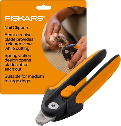 Fiskars Pet Large Nail Clippers, Cat and Dog Nail Trimmers for Grooming, Pet Supplies with Semi-Circular Blade & SoftGrip Handle with Safety Lock, 5.75”, Orange/Black