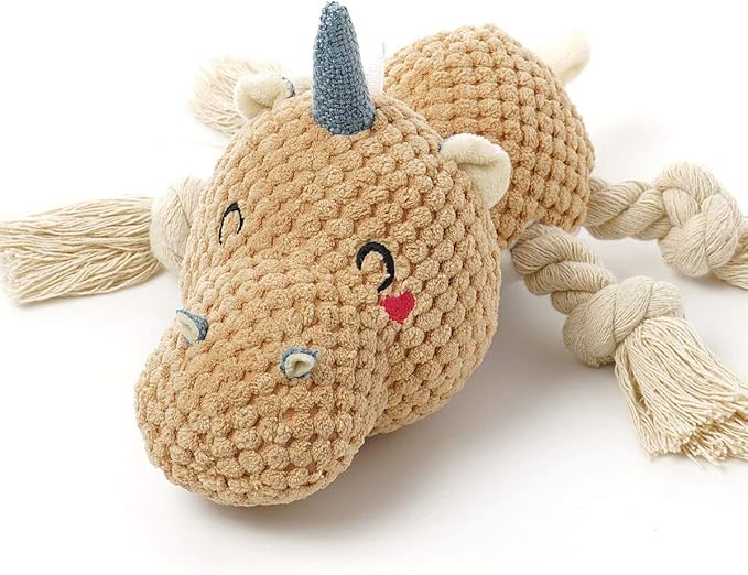 Sedioso Large Dog Toys, Cute Squeaky Dog Toy, Stuffed Animal Plush Toys for Puppies, Durable Dog Chew Toy for Small,Middle,Large Breed (Brown(Uni-Hippo))