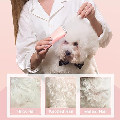 Grimgrow Dog Grooming Kit Clipper for Thick Coat Low Noise Cordless Cat Hair Trimmer Rechargeable Shaver Pet Grooming Tools for Small and Large Animals