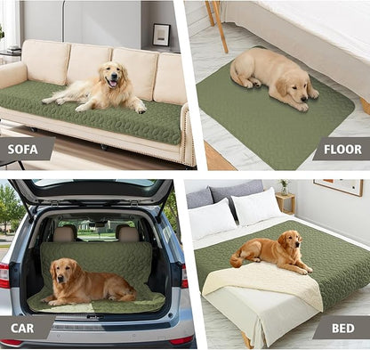 Ameritex Waterproof Pet Bed Cover Anti-Slip Dog Bed Blanket for Sofa and Furniture Waterproof New Pattern Design (Green, 30x90 Inch (Pack of 1))