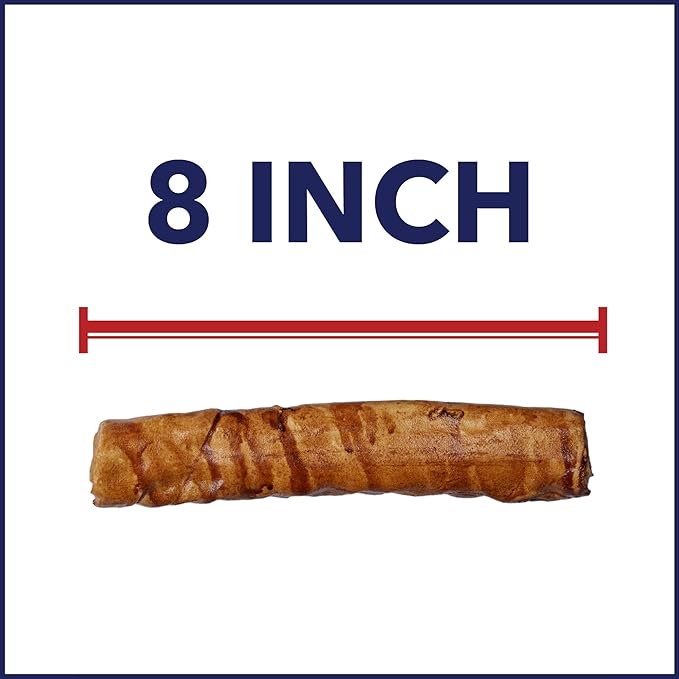 Pet Factory 100% Made in USA Beefhide 8" Rolls Dog Chew Treats - Peanut Butter Flavor, 10 Count/1 Pack