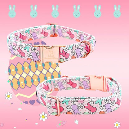 Lionheart glory Easter Dog Collar Colorful Collar for Large Dog Collars Rabbits Print Dog Collars Spring Female or Male Pet Gift Adjustable Heavy-Duty Pet Collar Holiday