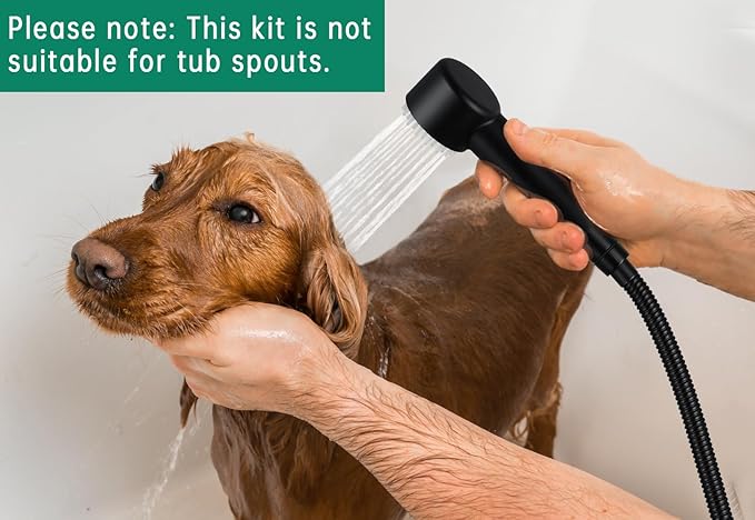 3 Mode Dog Shower Attachment, High Pressure Handheld Sprayer with ON/OFF Switch, G1/2" Metal Shower Diverter, 86 Inches Stainless Steel Hose, No Drill Hook, for Indoor Pet Bathing and Washing