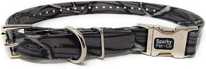 Sparky Pet Co - Apollo ECollar Replacement Strap - Dog Collar - Waterproof Biothane - Adjustable - Double Buckle - Quick Snap Metal Clasp - for Invisible Fence Systems - 3/4" x 28" (Grey Camo)