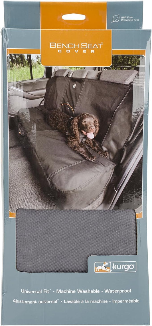 Kurgo Wander Bench Seat Cover, Dog Car Seat Protector, Waterproof & Stain-Resistant, Secure Fit, Charcoal Grey