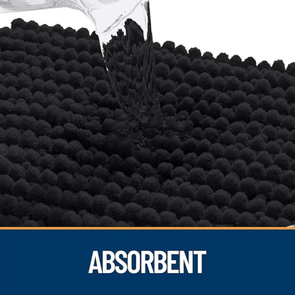 OLANLY Dog Door Mat for Muddy Paws 36x24, Ultra Absorbent Chenille Mud Doormat, Non-Slip Washable and Dirt Trapping Doormat for Indoor Entryway, Quick-Dry Indoor Pet Bed Mats for Dogs, Black