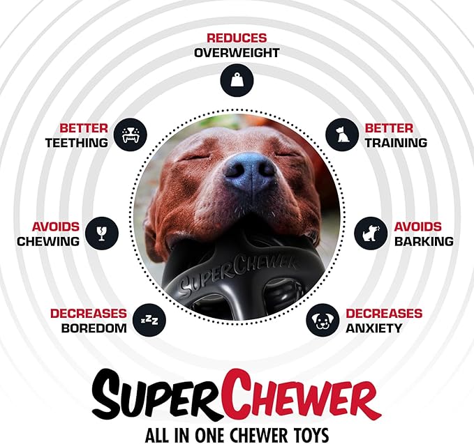 Tuff Pupper SuperChewer Extremely Tough Cage Ball for Dogs | 2X Tennis Ball Size | Natural Rubber | Tough Toy for Aggressive Chewers | Heavy Duty for Medium Large Breed | Strong but NOT Indestructible