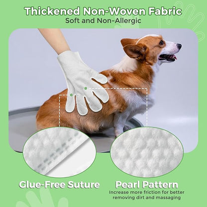 Vannon Extra Thick Pet Bathing Wipes for Dogs & Cats, Cleaning & Odor-Controlling Grooming Gloves, Nourish Fur Glove Wipes for Daily Care and Traveling, Rinse Free, Coconut Scent, 4 Pack, 24 PCS
