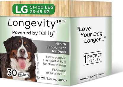 Yummy Combs Longevity15 – C15:0 – Fatty Acid Health Supplement for Dogs – Healthy Pet Supplies – for Large Dogs, 1 Pack