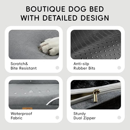 Homemate Dog Bed Medium Size Dog 28x23 inch with Orthopedic Foam Waterproof Outdoor Pet Cat Bed Sofa Supplies with Toy Dogs Crate Pad Couch with Removable Washable Cover & Non-Slip Botton Dark Grey