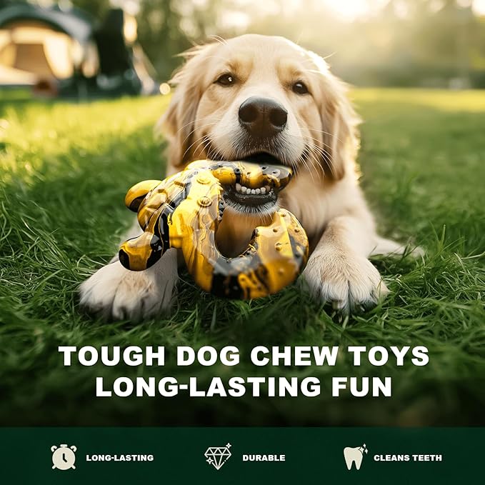 Dog Chew Toys for Aggressive Chewers – Tough Indestructible Dog Toy for Large Dogs, Durable Long-Lasting Chew Bones, Heavy Duty Interactive Dog Toys to Keep Dogs Busy & Relieve Boredom