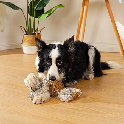 Squeaky Dog Toy, Durable Dog Toy Large Breed, Tug of War Dogs Interactive Toy, Stuffed Plush Puppy Toys with Crinkle Paper for Small, Middle, and Big Dogs(Tug of War Series, Donkey)