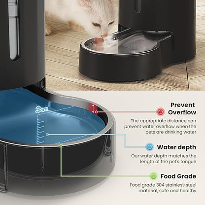 CZPET 2.5 Gallon Dog Water Bowl Dispenser,Filter Automatic Dog and Cat Water Dispenser with Stainless Steel Bowl, Gravity Waterer, Large Capacity, and Quiet Drinking Area for Pets (9.5L,Black)