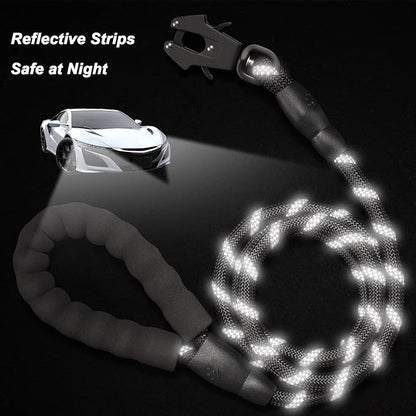 GEIT 2/4/5/6FT Dog Leash, Heavy Duty Rope Leashes, Reflective Nylon Pet Lead with Aluminum Quick Release/Locking Tactical Frog Clip for Small Medium and Large Dogs, Black, 1/2 inch