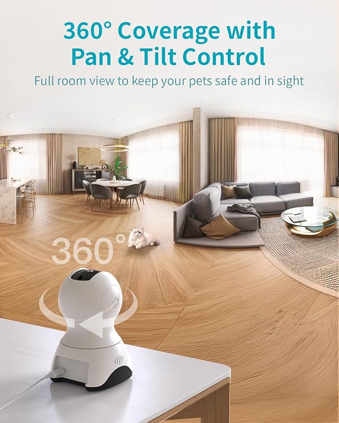 VIMTAG 4K UHD Cameras for Home Security - Indoor Pet Camera, 360° Pan/Tilt Dog Camera with Phone App for Nanny/Baby/Room, Night Vision, Free AI Detection & Motion Tracking, 5G/2.4GHz WiFi, 2-Way Audio