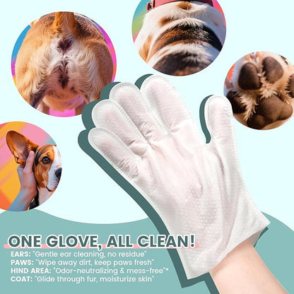 IMMHABI 50 PCS Pet Glove Wipes for Paws and Butt Large Puppy Wipes for Dogs Face and Body Dog Wipes Cleaning Deodorizing Cat Wipes Cleaning Fur and Butt Doggie Wipes Doggy Wipes Bum Dog Ear Wipes