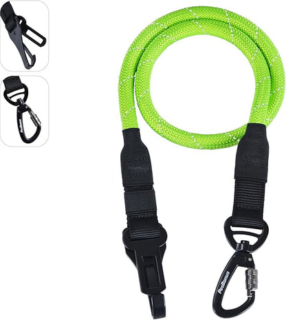 PetBonus Dog Seat Belt for Car, Durable Rope Dog Car Harness Seatbelt for Vehicle, Pet Tether Safety Restraint with Heavy Duty Buckle Hook Latch Lockable Clip for Small Medium Large Breeds (Green)