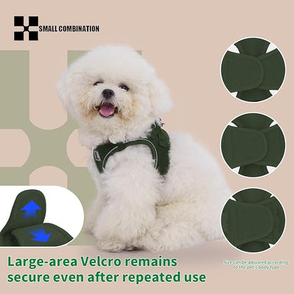 Adjustable Dog Harness with Leash, Reflective Mesh, No-Pull Design，Matching Lead Rope (Army Green, M)