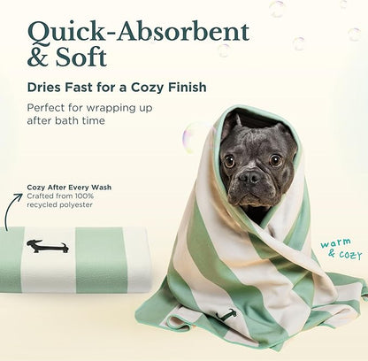Nina Woof Bath Kit for Dogs & Puppies – Grooming Set with Recycled Polyester Towel, Silicone Brush & Lick Mat – Stylish at-Home Dog Bath Kit, Perfect Dog Gift