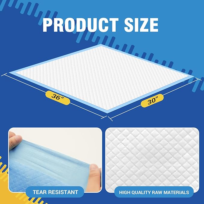 VJJ Dog Pee Pads Extra Large 30x36in 50 Counts, XXL Puppy Pads, Large Pee Pads for Dogs, Disposable Urine Dog Pads Doggie Pads, Thicken Pet Pads for Dogs Cats Rabbits