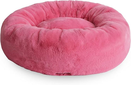 UnHide Floof Pet Bed - Large (35" x 12") - Extra Soft Dog Bed - Removable Faux Fur Cover - Machine Washable - Helps Ease Pet Anxiety & Provides The Perfect Sleep - Pink