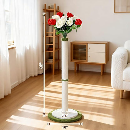 CWV 45" Tall Cat Scratching Post, Cute Rose Flower Cat Scratcher for Indoor Adult Cats & Kittens, Cat Tree Tower with Sturdy Base, Sisal Rope, Interactive Toys & Cat Gifts, Rascadores para Gatos