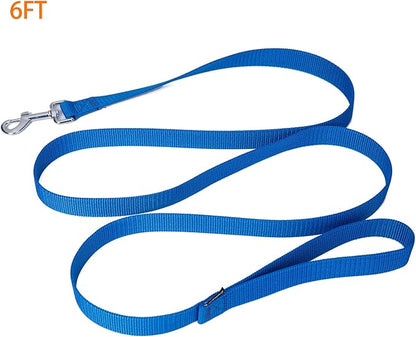 Siumouhoi Strong Durable Nylon Dog Training Leash, 1 Inch Wide Traction Rope, 6 ft 10ft 15ft Long, for Small and Medium Dog (Blue, 6 Feet)