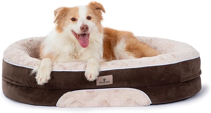 PetFun Orthopedic Dog Bed Couch for Large Sized Pets with Egg Foam Support, Four-Sided Bolster Cushions, Soft Tear-Resistant Fabric, and Removable Machine Washable Plush Cover