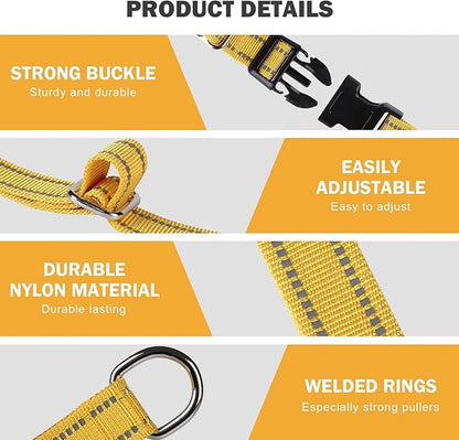 Hikiko Martingale Dog Collars Reflective Nylon Dog Collar with Quick Release Buckle Adjustable Training No Slip Dog Collar (Large, Yellow)