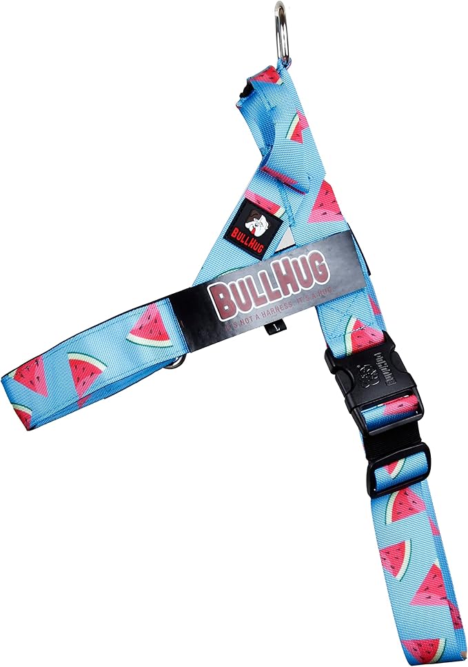 BULLHUG Adjustable Dog Harness– No Pull, No Choke – for English Bulldogs, French Bulldogs, Pugs & Broad-Chested Breeds – Easy, Safe Walks (Watermelon, Medium)