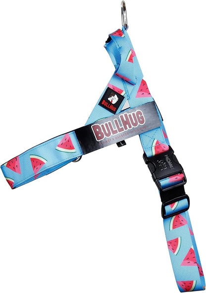 BULLHUG Adjustable Dog Harness– No Pull, No Choke – for English Bulldogs, French Bulldogs, Pugs & Broad-Chested Breeds – Easy, Safe Walks (Watermelon, Small)