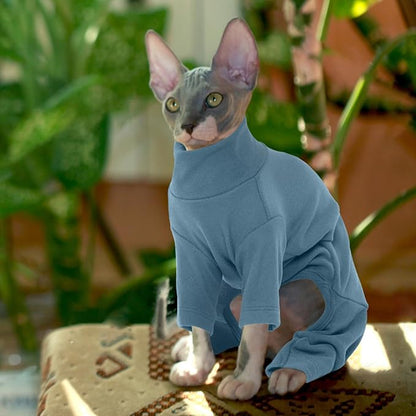 ROZKITCH Sweater for Cat, Breathable Soft Jumpers for Sphynx Only, Coat with Four Legs, Warm Sweater T-Shirt Pajamas Jumpsuit Vest Cornish Rex, Devon Rex, Peterbald Blue XL