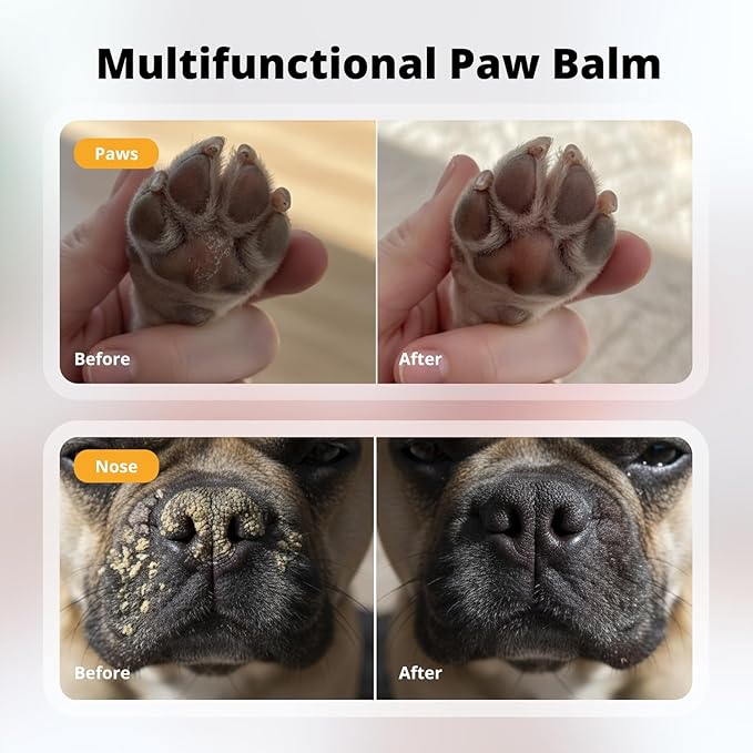 Silent Groom Pro Organic Pet Paw & Nose Balm | Natural Moisturizer for Dogs & Cats - Paws, Pads, Nose & Elbow | Lick Safe Cream with Coconut Oil & Beeswax | Anti-Dry Skin Relief & Protector
