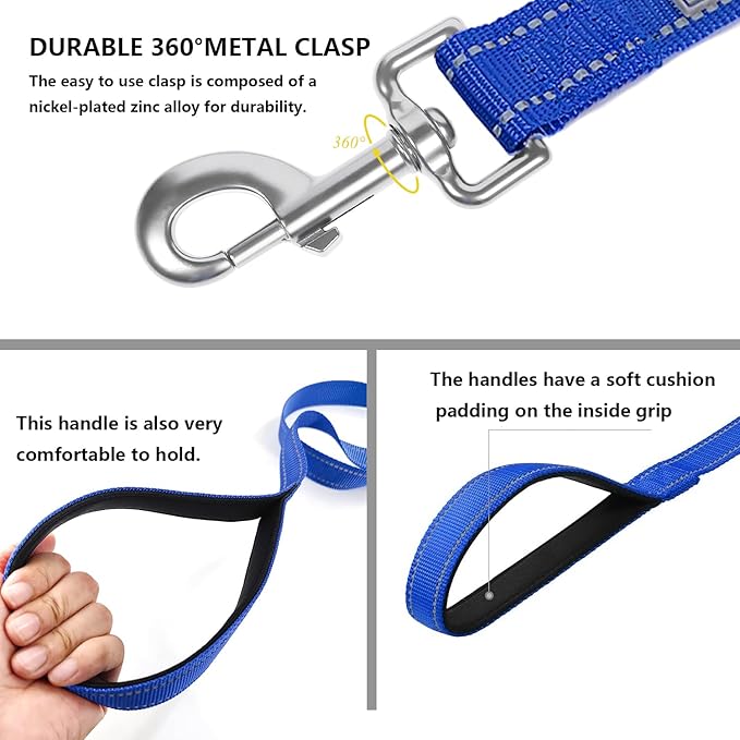 Dog Leash 6 FT Padded Handle Nylon Reflective Dogs Leashes for Small Dogs Blue
