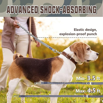AUROTH Dog Leash Large Dogs, Heavy Duty Dog Leash Bungee, No Pull Leashes for Shock Absorption, Grey Dog Training Leashes for Medium Large Breed Dogs 6FT/4.5FT, 2 Padded Handles