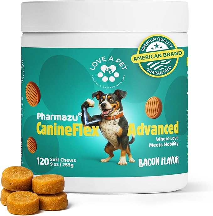 Love a Pet Advanced Hip & Joint Support – Joint Supplement for Dogs Bacon Flavor Soft Chews; MSM & Turmeric for Mobility & Glucosamine for Dogs – Dog Vitamins and Supplements, 120 Chews