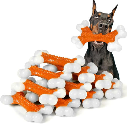 10-Pack Dog Toys for Aggressive Chewers Large Breed, Tough Bones, Nylon Puppy Teething Chew Toys Medium Dogs, Heavy Duty Peanut Butter Flavor Toys
