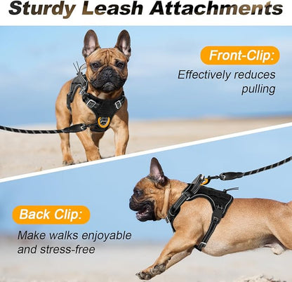 BARKBAY Service Dog Vest Tactical Dog Harness Medium Large Sized Dog Tags Personalized No Pull Adjustable Harness Reflective K9 Working Training Easy Control Military Molle System(Black,M)