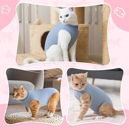 Coppthinktu Cat Recovery Suit for Abdominal Wounds or Skin Diseases, Cat Onesie for Cats After Surgery Female Kitten Recovery Suit, Breathable E-Collar Alternative After Spay Anti Licking ﻿