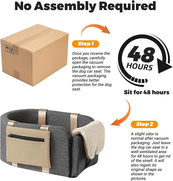 Cathpetic Console Dog Car Seat Cat Carrier - Pet Car Booster Seat on Cars' Armrest Travel Bags for Cats Dogs with Easy Carrying Strap Dog Travel Carrier with Safety Tethers
