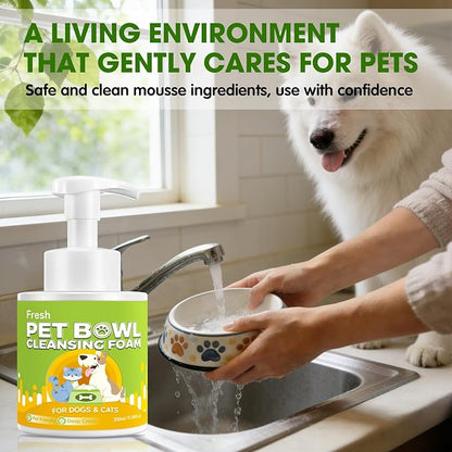 Dog Bowls & Cat Bowls Cleaner, Pet Toy Cleaner Mousse, 320ML Natural Formula with Citric Acid, Cleans Dishes, Feeders & Accessories, Leaves No Residue, Safe for Pets
