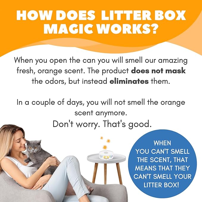 Litter Box Magic Cat Litter Deodorizer Jar (Orange Scent, 16 Oz, Pack of 2) - Cat Litter Odor Control Gel In A Jar - Cat Litter Box Pet Air Freshener - Litter Odor Eliminator to Freshen Air