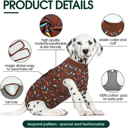 Kuoser Dog Recovery Suit for Post-Surgery Care, Spay Neuter Bodysuit for Female & Male Dogs, Anti-Licking Surgical Onesie, Snug Fit for Abdominal Wound Protection & Skin Healing, Brown S